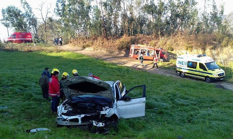 ? Despiste de BMW atira carro para um campo e faz dois feridos