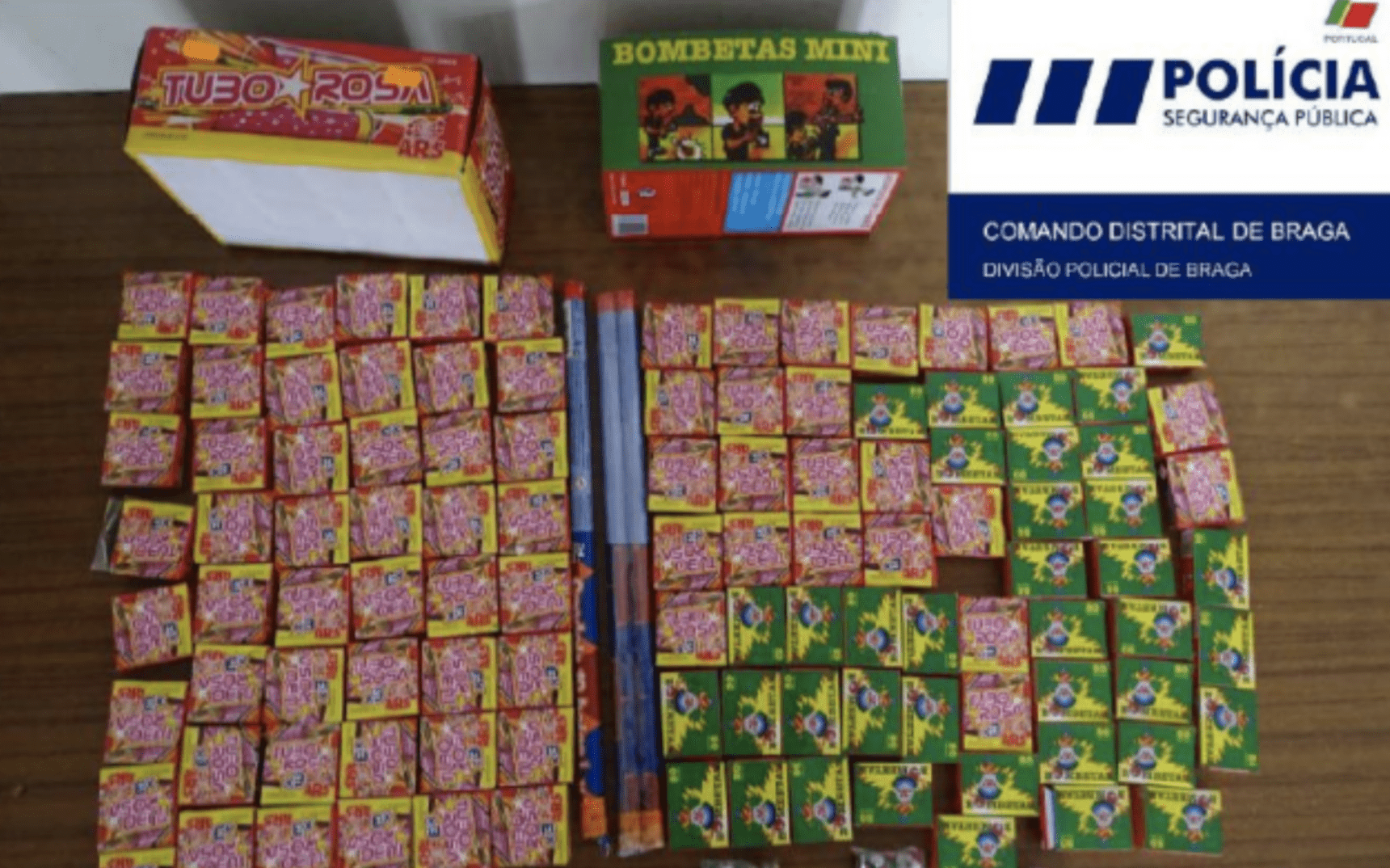 PSP de Braga apreendeu 216 "bombas" e 1900 caixas de "bombetas"