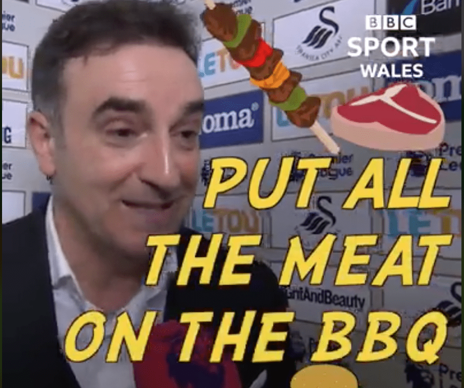 Carlos Carvalhal faz sucesso na BBC com «put all the meat in barbecue»