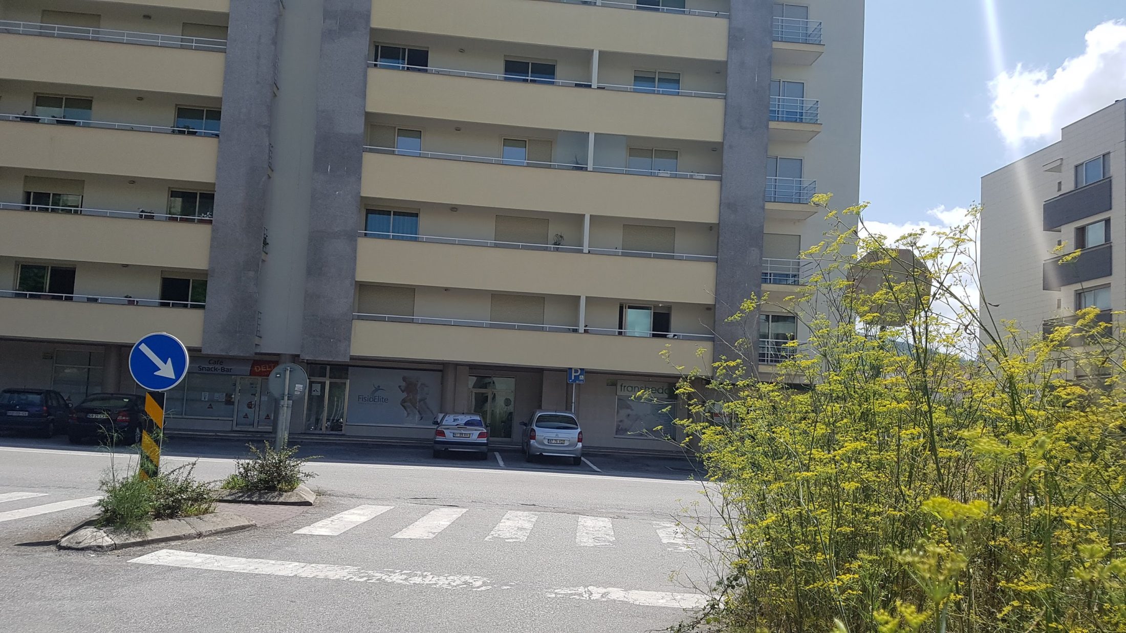 Sinal de trânsito a jogar às escondidas