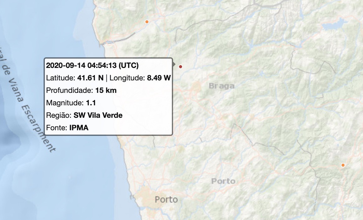 IPMA regista sismo em Vila Verde