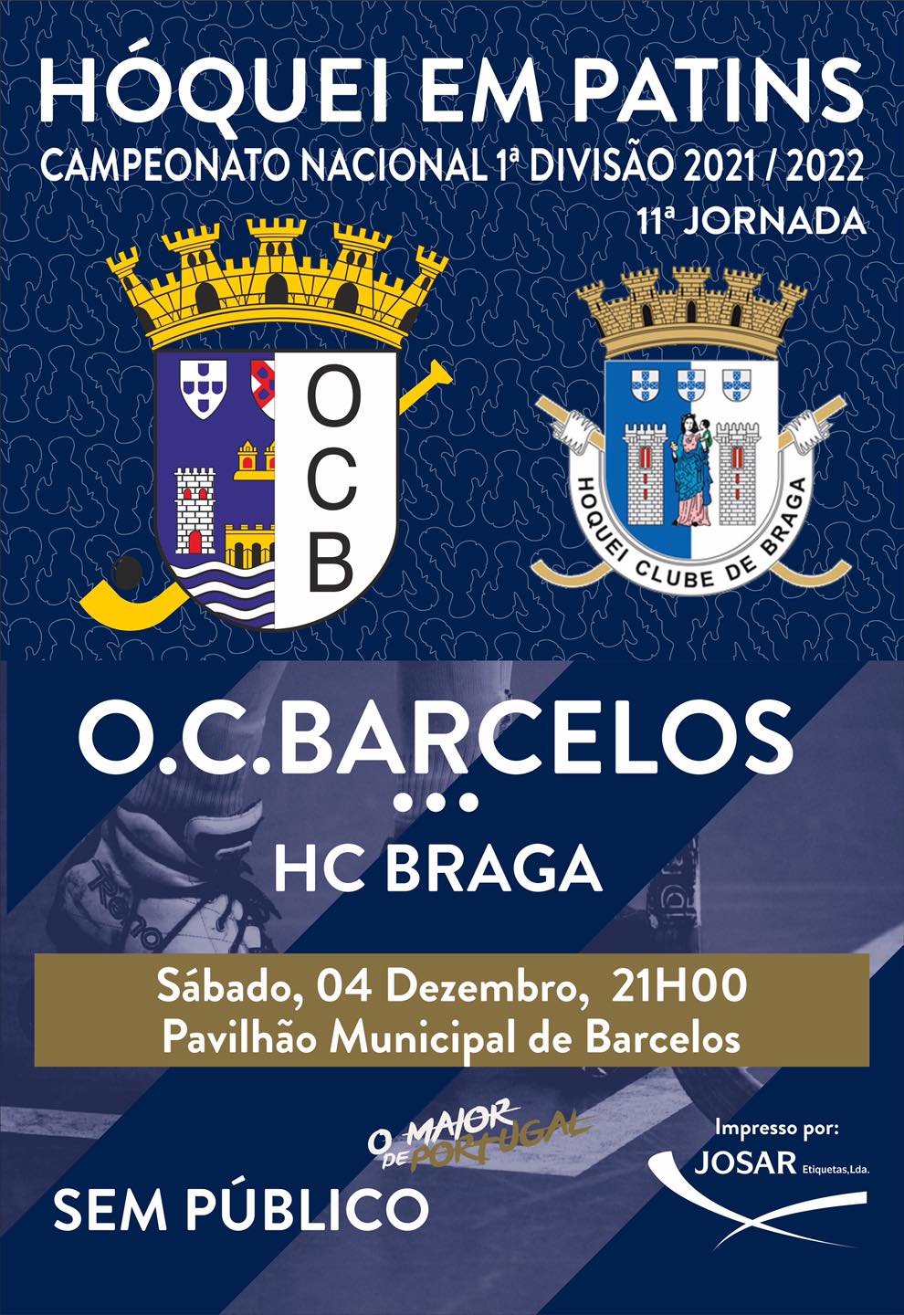 Óquei de Barcelos-HC Braga joga-se à porta fechada