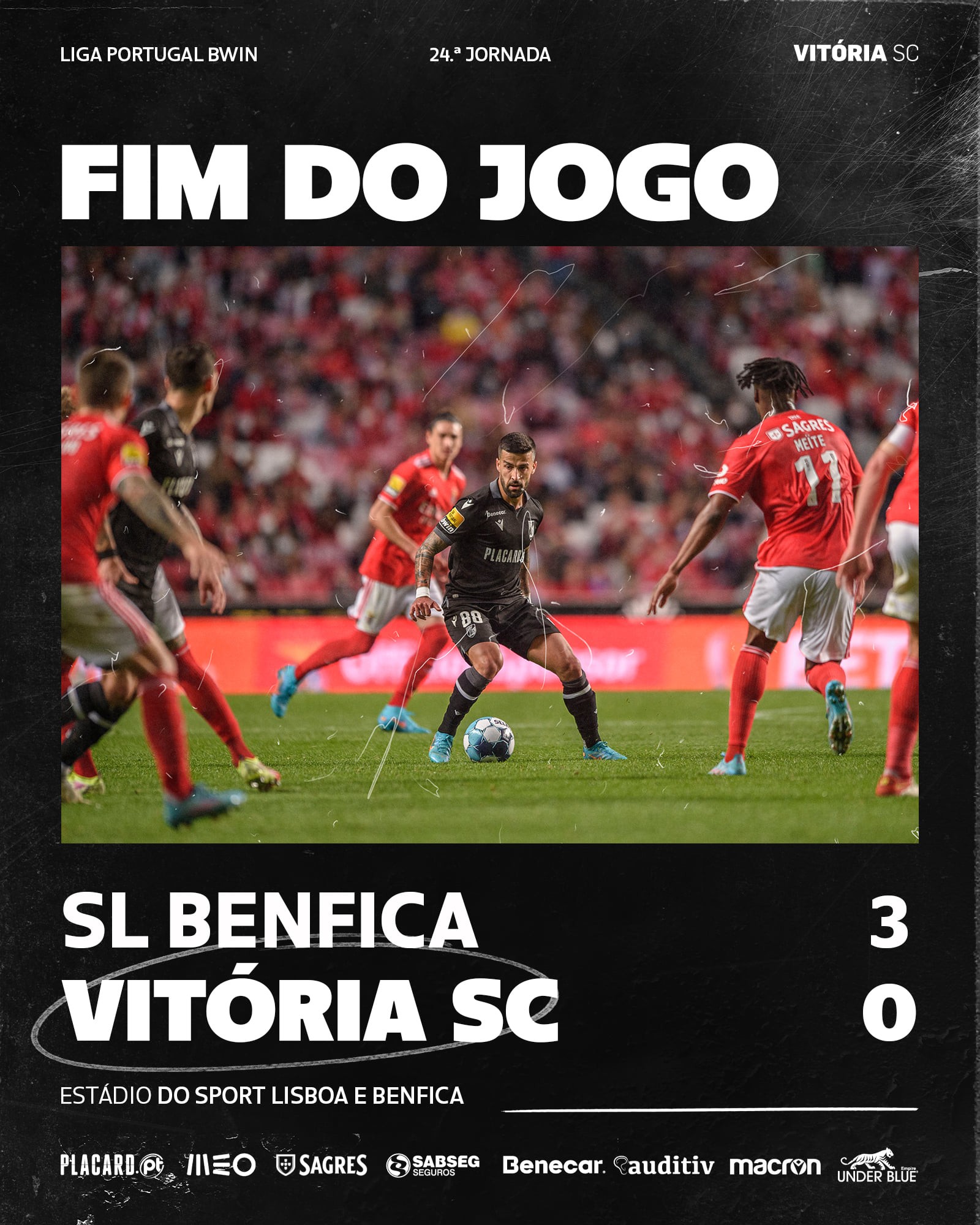 Vitória SC derrotado na Luz pelo Benfica