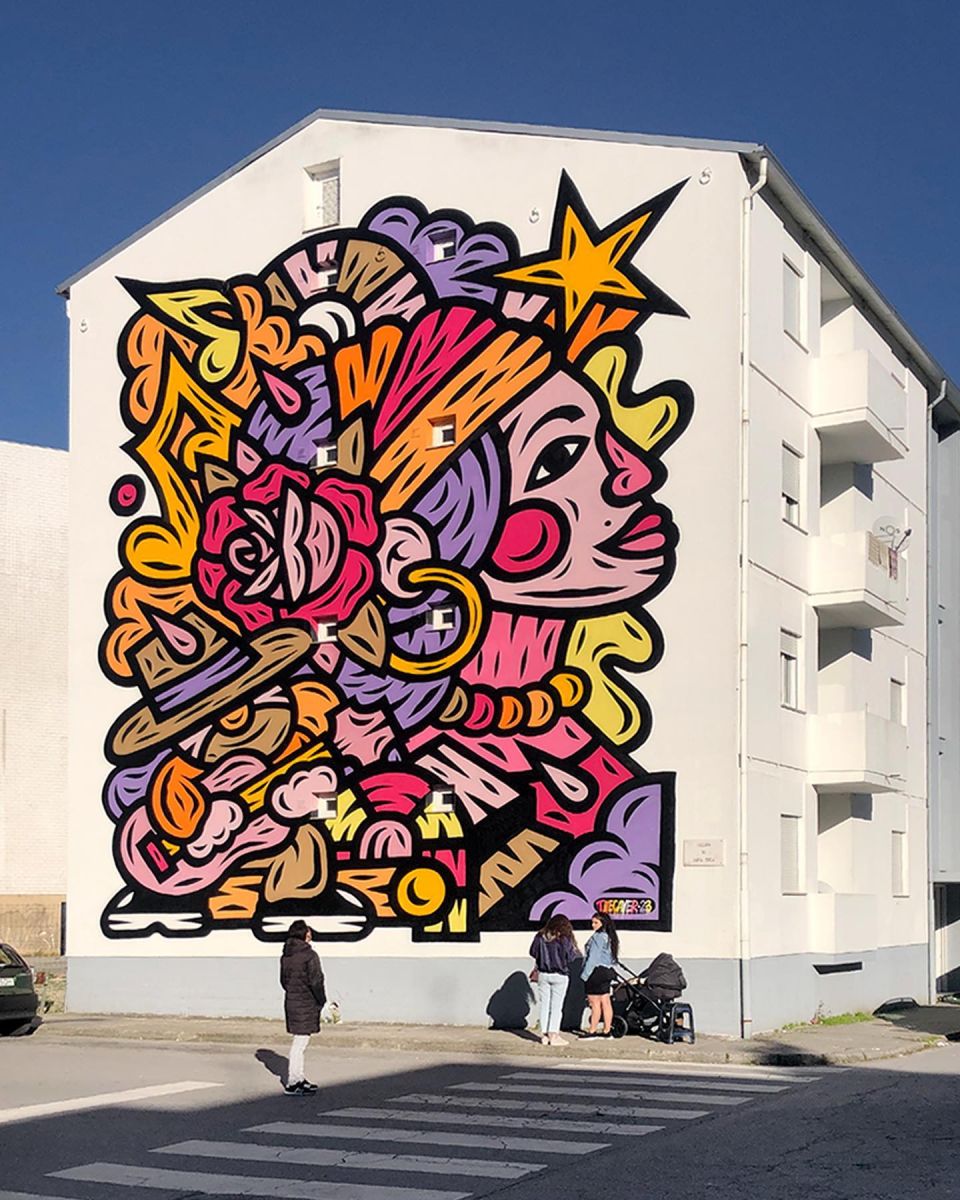 Novo mural gigante dá cor ao bairro de Santa Tecla