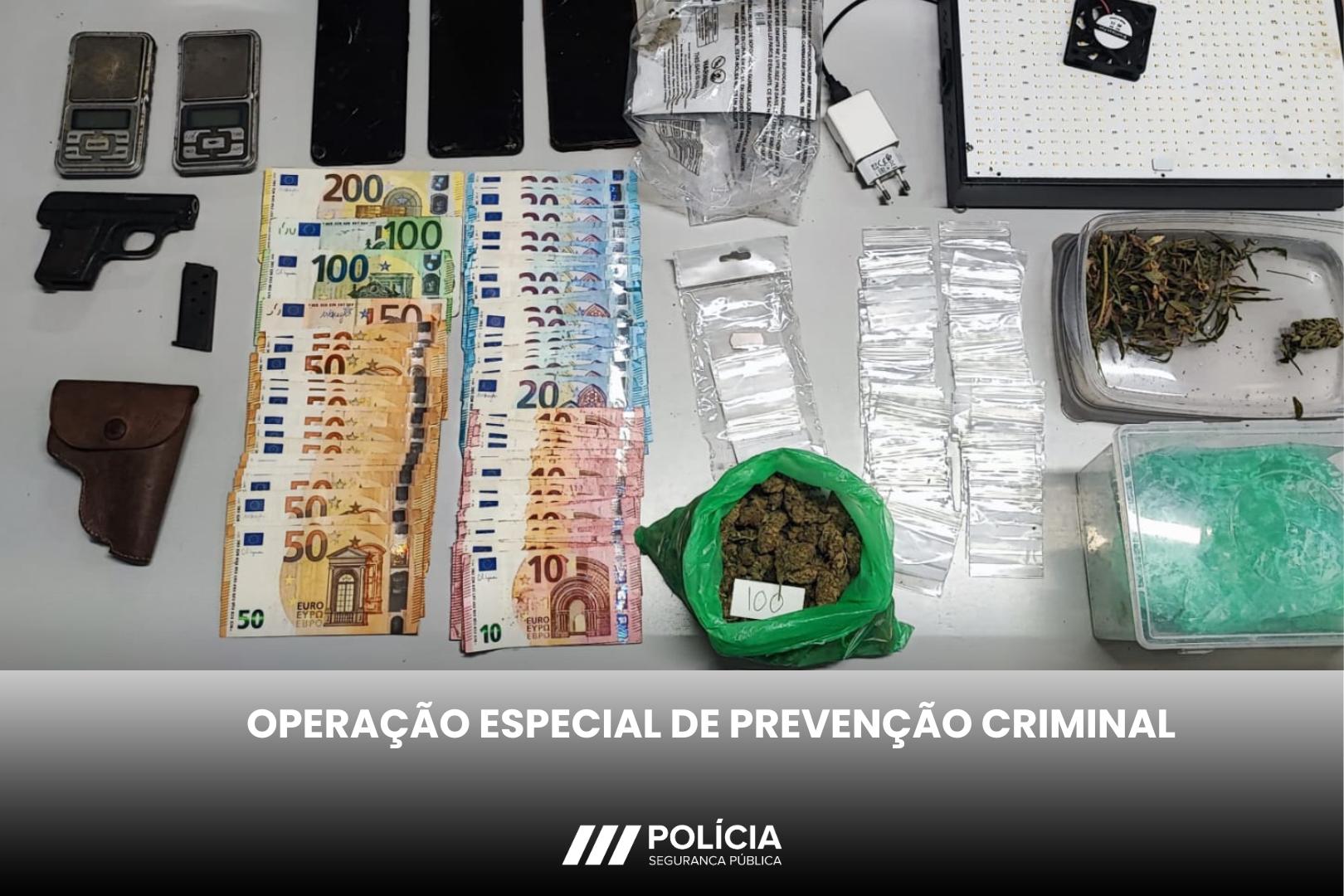 PSP efetua quatro detenções e apreende droga, armas e dinheiro em Braga