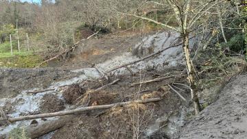 Derrocada afeta duas famílias e corta EM 591 em Crespos e Pousada