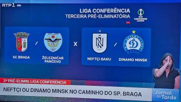 SC Braga  pode defrontar Neftchi ou Dínamo de Minsk na 3.ª pré-eliminatória