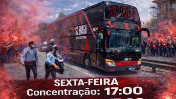 Adeptos do SC Braga promovem arruada amanhã na saída do autocarro da equipa rumo a Leiria