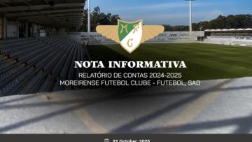 Acionistas da SAD do Moreirense aprovam contas de 2024/25 com lucro de 5,4 ME