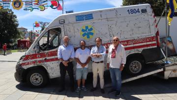 Ambulância bombardeada pela Rússia está exposta em Braga para sensibilizar para a causa ucraniana