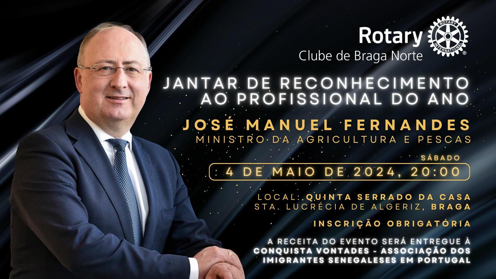 Rotary Club Braga – Norte  vai homenagear José Manuel Fernandes como “Profissional do Ano 2024”